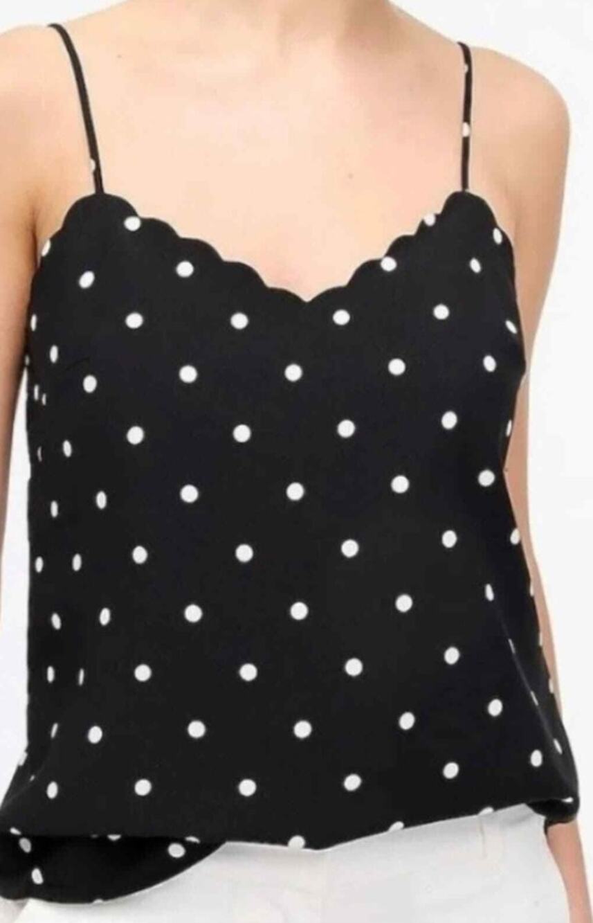 NWOT J. Crew Factory Black and White Polka Dot Camisole Tank Top 12